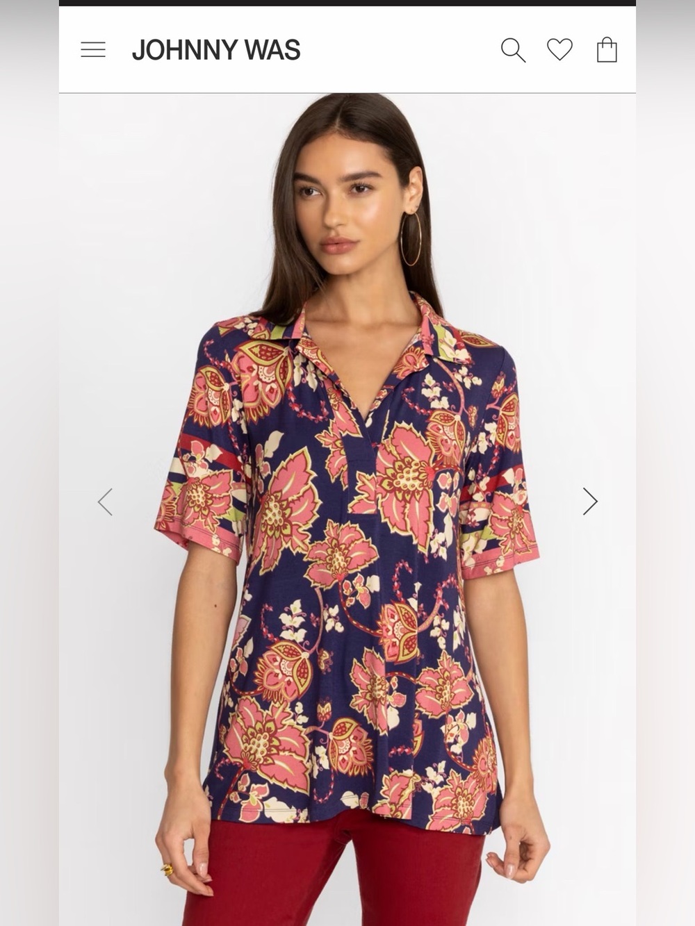 JOHNNY WAS MONTREUX POLO SWING TUNIC MULICOLOR SIZE S NWT
